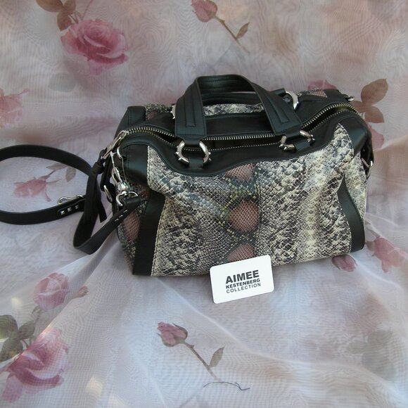 NEW Aimee Kestenberg Leather Snake Print Handbag - Picture 14 of 16
